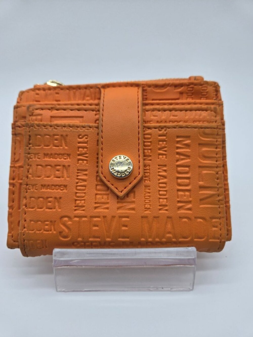 Steve Madden Orange Embossed Card Case Wallet Coin Pouch Pre-Loved